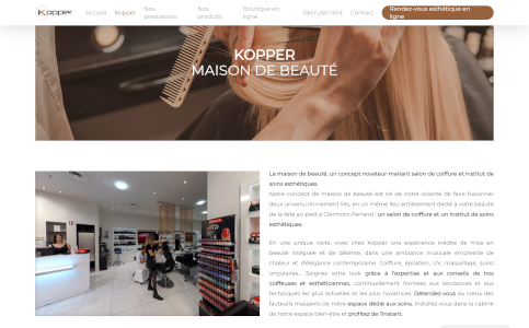 Capture d'écran du site web de Kopper