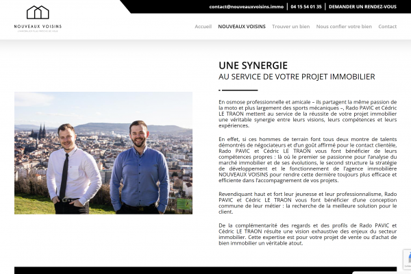 Capture d'écran du site web de Nouveaux Voisins
