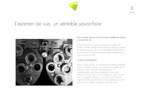 Capture d'écran du site web d'Optic Dôme